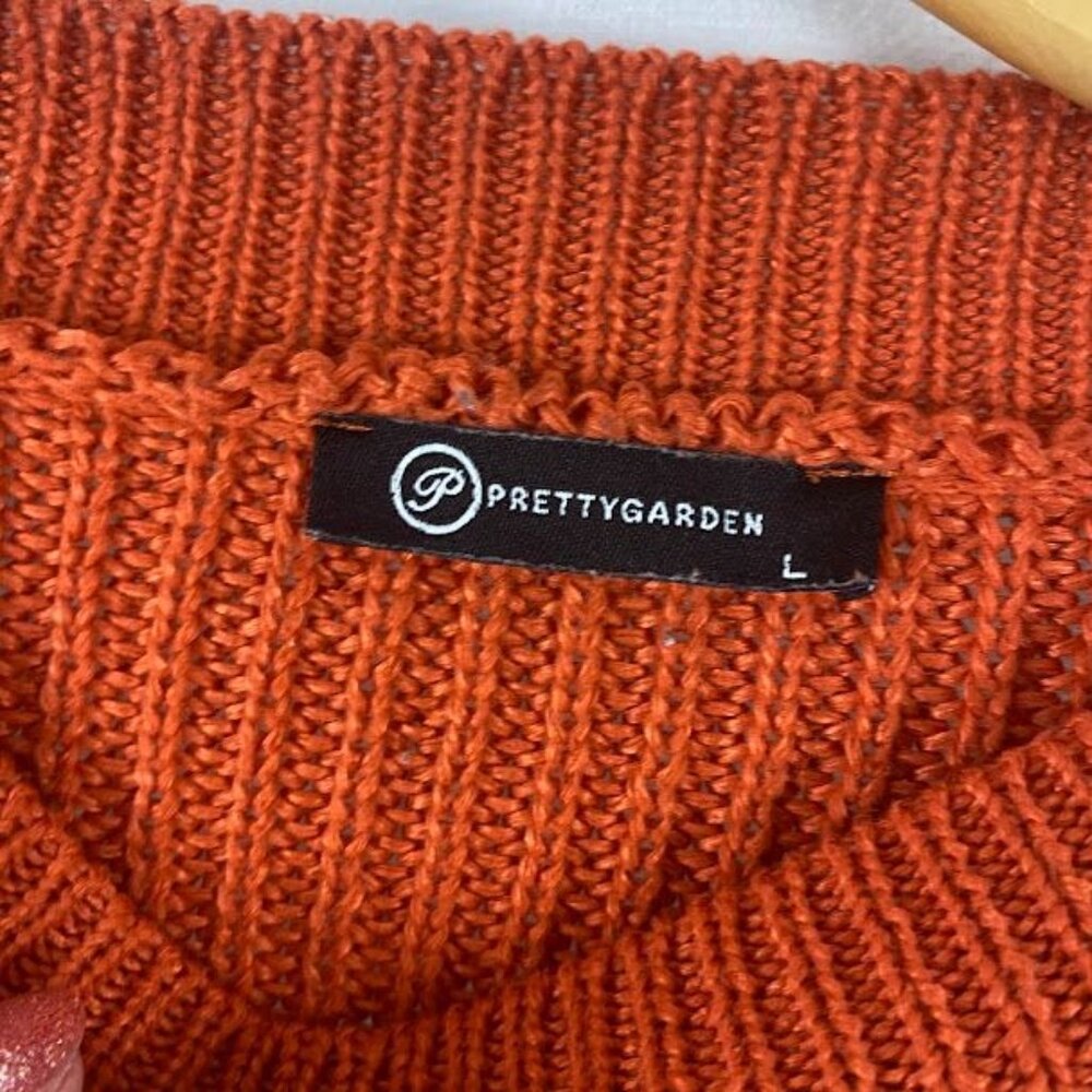Pretty Garden Orange Knit Pullover Sweater Women's Large - Picture 8 of 12